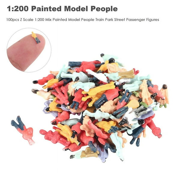 100Pcs Z Scale 1:200 Mix Painted Model People Park Street Passenger Figures