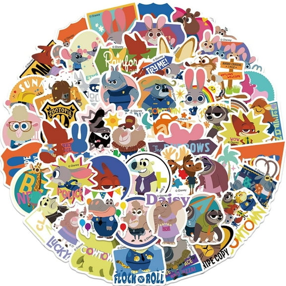100Pcs Zootopia Stickers for Water Bottle Laptop Computer Phone Case Luggage Notebook Skateboard Lunchbox Decals Gifts for Kids Teen Adults