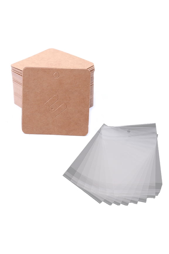 100Piece Brooch Pin Cards Square Brooch Display Holder Card Brown Earring-Tag for Selling Jewelry Craft Retail