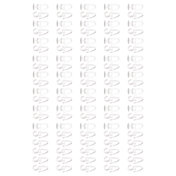 100Pieces Curtain Hanging Set 50 Plastic Slides Gliders with Opening Hook and 50 S Shape Hook for Window Shower Drapery