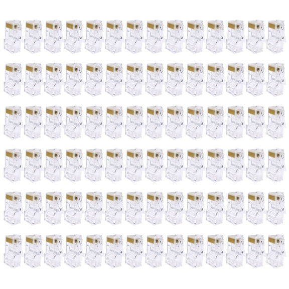100Pieces Gold Contact RJ45 Cable Ends Cat5e Networking Connectors for Data Communication Systems