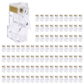 100Pieces Gold RJ45 Cable Ends Cat5e Networking Connectors for Data Communication Systems