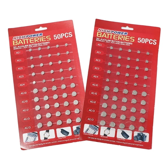 100Pieces/set Button Cell Batteries AG1/3/4/10/12/13 Series Button Coin Cell for Remotes Watch Calculator Toy