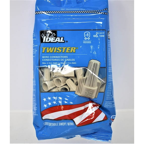 Ideal Industries Twist Wing Nut - Reusable Copper Wingnut - 100 Pack, Tan
