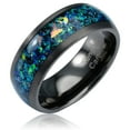 thumbnail image 1 of 100S JEWELRY Gunmetal Gray Tungsten Ring For Men Green Opal Inlay Wedding Band Brushed Dome Edge Promise Engagement Size 6-16 (Tungsten, 6), 1 of 6