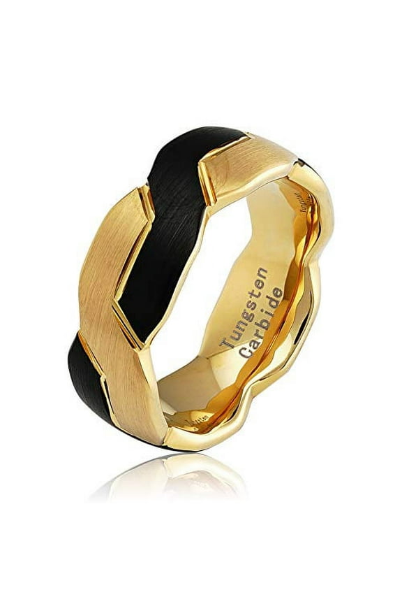 Infinity Knot Design Two Tone Black Gold Tungsten Rings for Men Wedding Band Size 6-16 (Tungsten, 10.5)