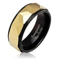 thumbnail image 1 of 100S JEWELRY Personalized Engraved Tungsten Rings for Men Women Wedding Band Gold Faceted Black Step Edge Sizes 6-16 (Tungsten, 7), 1 of 6