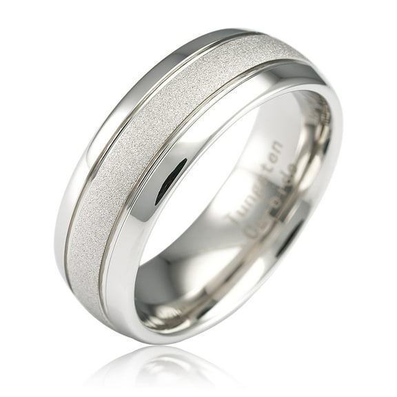 100S Jewelry White Gold Wedding Band, Tungsten, 10 Inches