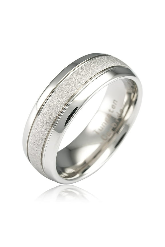 White Gold Wedding Band, Tungsten, 10 Inches