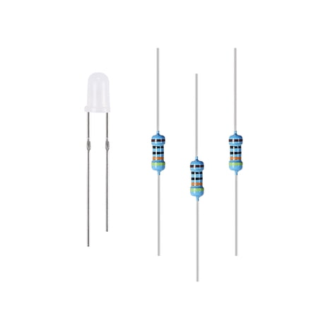 100Set 3mm LED Diodes Kit, White Light, Round Top Frosted Lens with Edge 19mm Pin, w Resistors (for DC 6-12V)