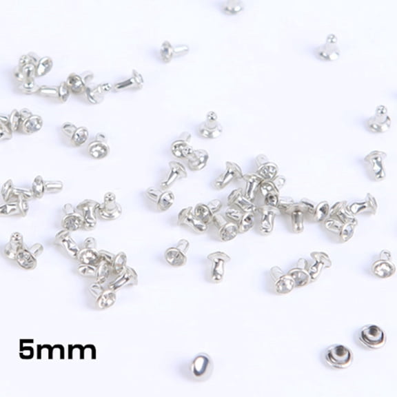 100Set Brass Rhinestone Rivets Caps and Studs for Leather Craft DIY Making Platinum Flat Round Crystal Stud: 5x5.5mm Cap: 5.5x3mm