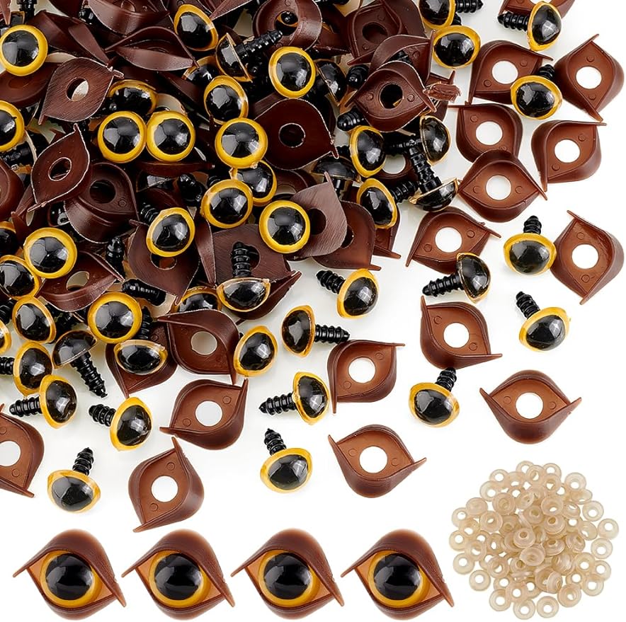 100Sets Safety Eyes with Eyelid Buckles Craft Eyes Stuffed Animal Eyes