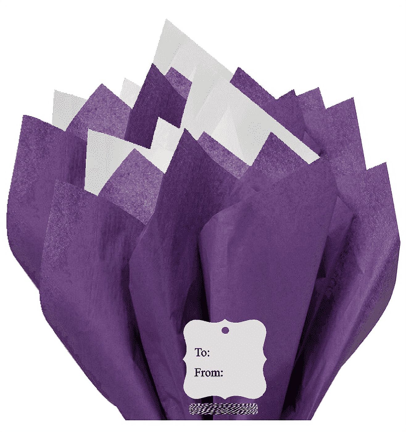 100Sheets Lavender Purple and White Gift Wrap Pom Pom Color Tissue Paper  Mix with 12 To From Gift Tags & Twine