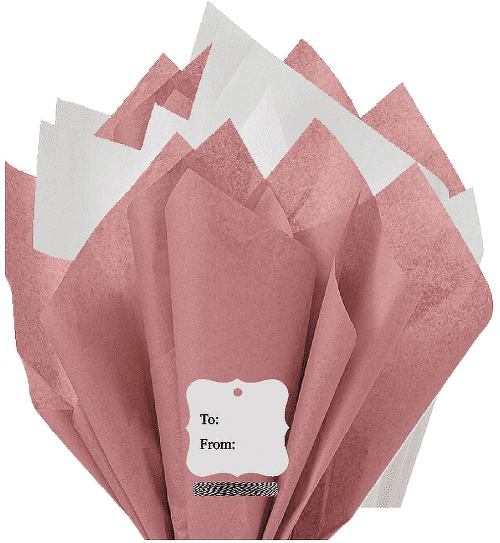 100Sheets Rose Gold Matte and White Gift Wrap Pom Pom Color Tissue Paper  Mix with 12 To From Gift Tags & Twine 