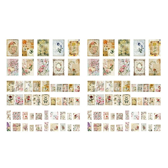 100Sheets Vintage Decorative Paper Flower Mailing Themed Paper Scrapbooking Decoration Paper for Journal Photo Frame
