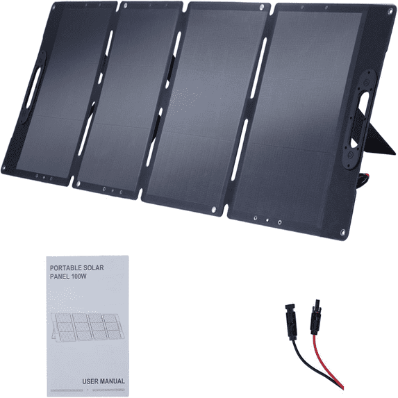 100W 18V Foldable Solar Panel Kit,Monocrystalline Solar Battery Maintainer with 23.5% High Efficiency,Portable Solar Generator Charger for Outdoor Camping Van Rv Trip