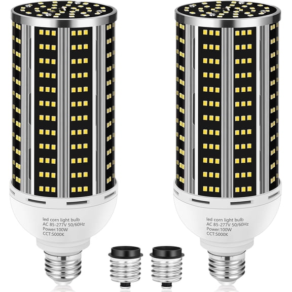 100W 2 pack LED Corn Light Bulb,(1000W Equivalent )Commercial Grade DayLight 5000K E26/E39 14200LM Medium Mogul Base LED Lamp,Large Area Lights For Outdoor Indoor Garage Warehouse Factory Bay Light