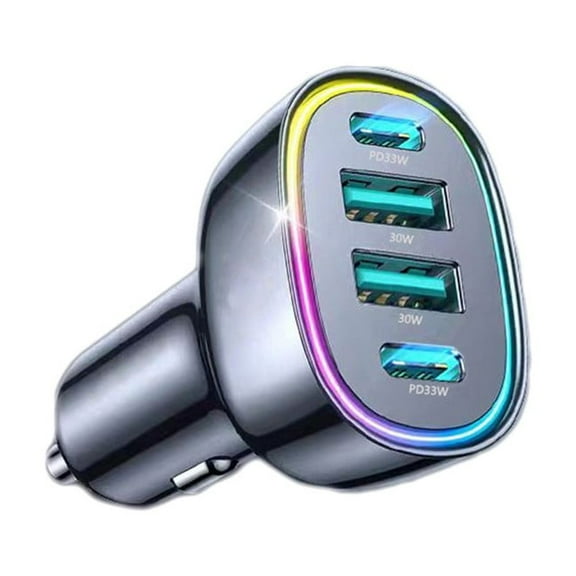 100W 4 In 1 Car Charger with 2 USB C and 2 USB A Ports for Fast Charging