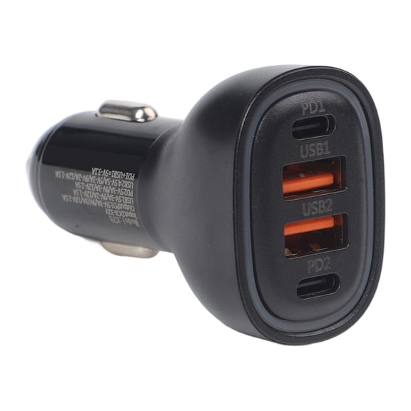 100W 4-Port Car Charger with 7-Color LED Light, PD 35W USB C and for QC3.0 18W USB A Fast Charging Adapter for iPhone for ANDROID Phones Tablets Trucks RVs(100W)