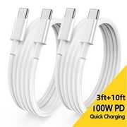 100W/5A Apple USB C to USB C Cable [2Pack/3FT+10FT], Replacement Type C Charger Cord for MacBook Pro 16, 15, 14, 13 inch, MacBook Air 2020/2019/2018,iPad Pro/Air, Compatible All PD USB C Charger