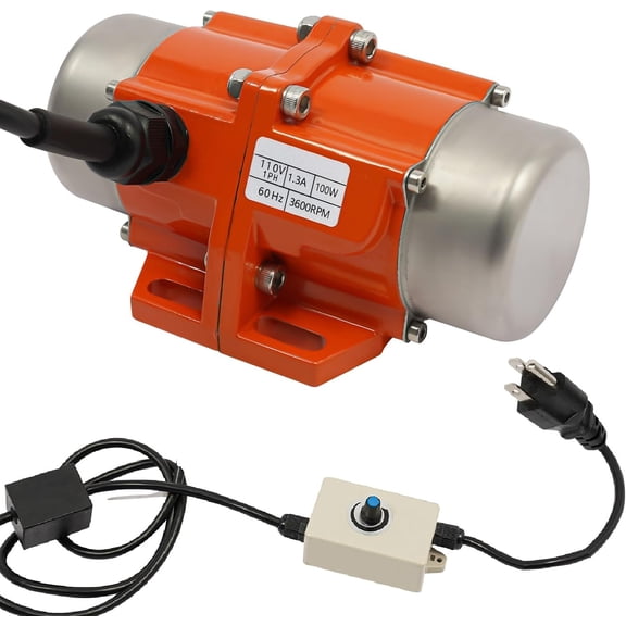 100W Concrete Vibrator Vibration Screen with Speed Controller, 3600RPM Waterproof Vibrating Motor, 110V AC Single Phase Power Concrete Vibrators for Shaker Table (100, Watts)
