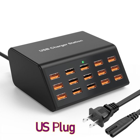 100W Desktop Universal USB Charger 15 Ports USB Fast Charging Station For Ipad Iphone 15 14 13 12 Pro Max Samsung S24 Tablet