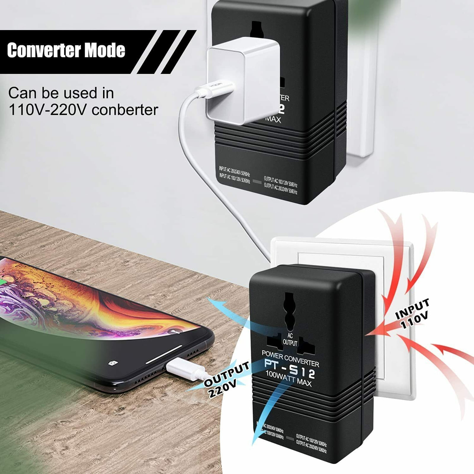 100w Dual Voltage Transformer Light-weight High Temperature Resistant