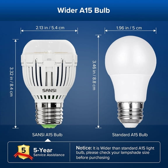 100W Equivalent A15 LED Light Bulb, 1600 Lumens 5000K Daylight White Bulb, Energy Saving 25,000 Hours Lifespan Non-Dimmable 12W LED Bulb for Home Lighting, 4-Pack