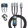 thumbnail image 1 of 100W Fast Charging Cable, 3 in 1 Braided Charger Cord with LED Display, Transparent USB Data Cable for Smartphones Tablets, Multi Device Charging Wire 3.9 Feet, 1 of 8
