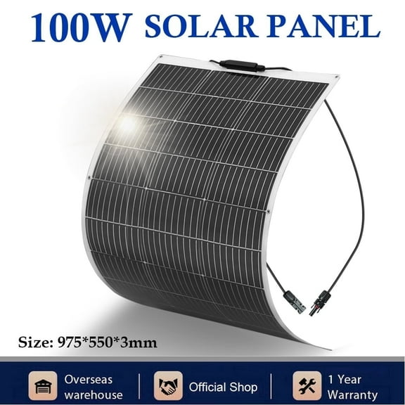 XINPUGUANG 100W 12V Flexible Solar Panel for RV Boat Camping and Off-Grid Systems