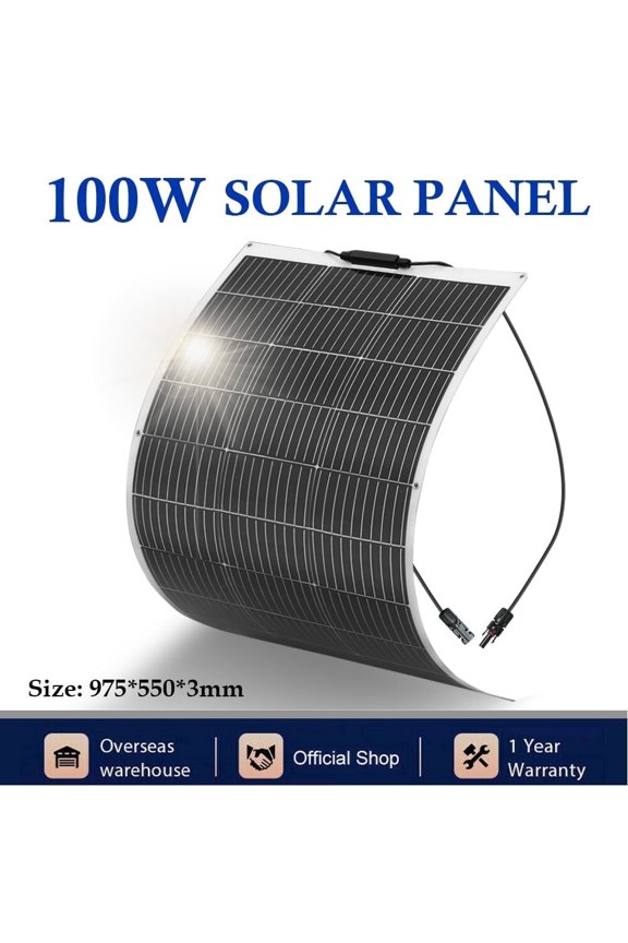 100W 12V Flexible Solar Panel for RV Boat Camping and Off-Grid Systems