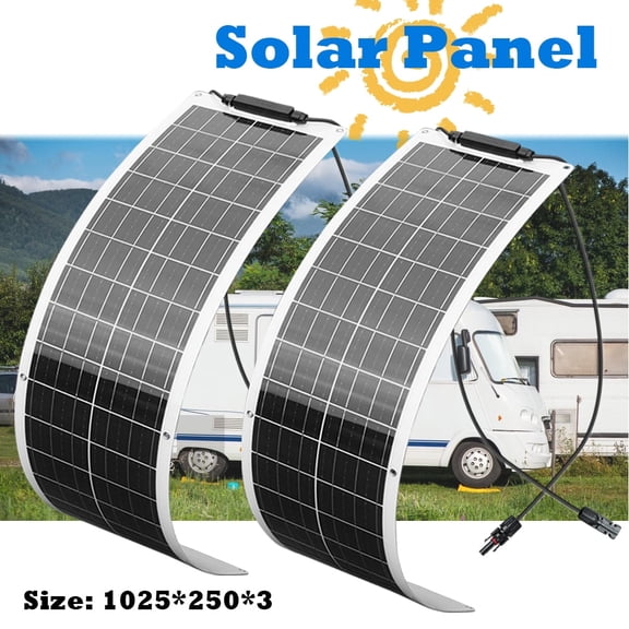 PUGUANG 100W Flexible Solar Panel 2 x 50 Watt High Efficiency Monocrystalline Solar PV Charging For RV, Caravan, Boat, Rooftop, Camping, Yacht