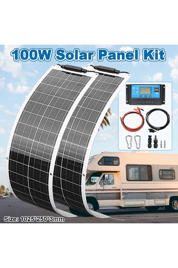 100W Flexible Solar Panel Kit 2pcs 50W Solar System Kit 10A Charge Controller