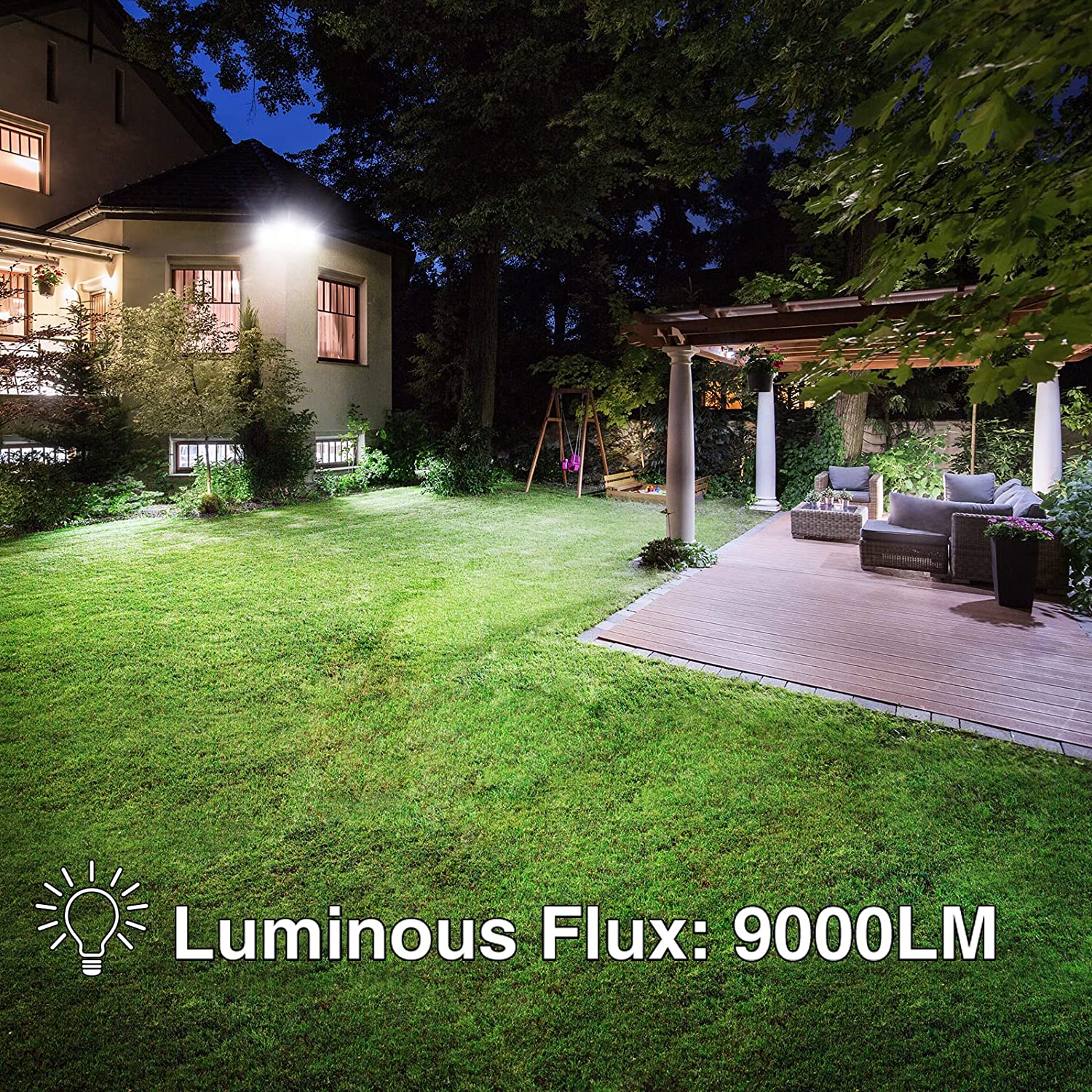 100W Flood Lights Outdoor, 9000LM Super Bright LED Flood Light Outdoor