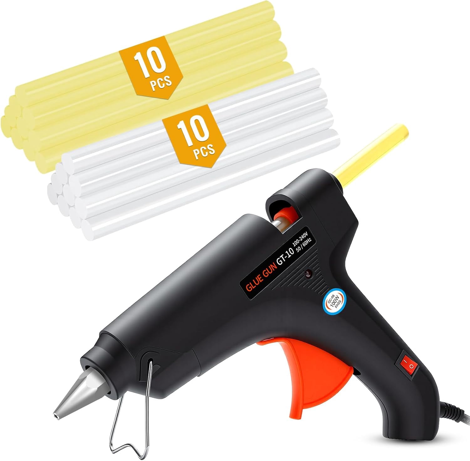 100W Full Size Hot Glue Gun Dent Reomval Kit with 20Pcs High Adhesion Sticks (7/16"), Fast Preheating Melt and Set for Craft DIY Quick Home Repairs