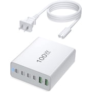 100W GaN 6 Port USB C & USB A Charging Block, Multiport USB C Charging Station Hub for iPhone 15 Pro Max/Pro Plus/Pro/14 13 12 11, iPad Pro, Phones & Tablets White