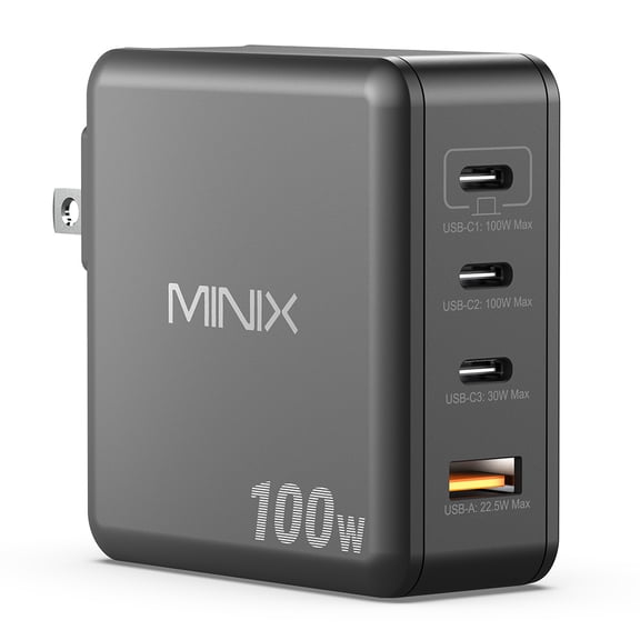 100W GaN Fast Charger – 3 USB-C + 1 USB-A Ports, Dynamic Power Sharing, Global Plug Support & PD 3.0/QC 4.0 Compatibility