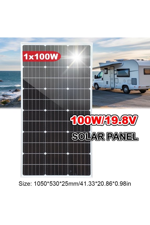 100W Solar Panel 12V/24V Monocrystalline Solar Charging for Home/RV/Camping