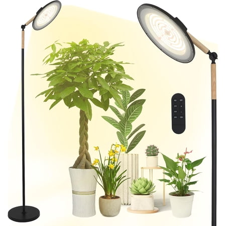100W Grow Lights for Indoor Plants Full Spectrum, Plant Lights for Indoor Growing with 216 Light Beads, Timer, Remote Control, Dimmable Standing Growth Lamp for Large Many Plants(5 Level Height)