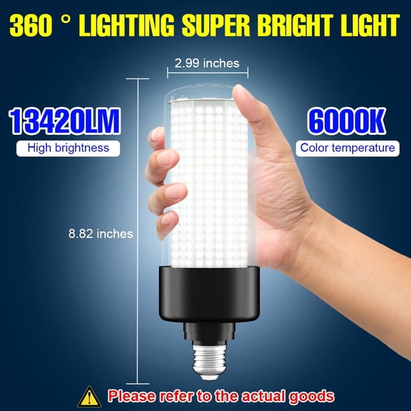 100W LED Corn Bulb 13420Lumen Daylight White E26/E39 100-277V Industrial Garage Workshop Light