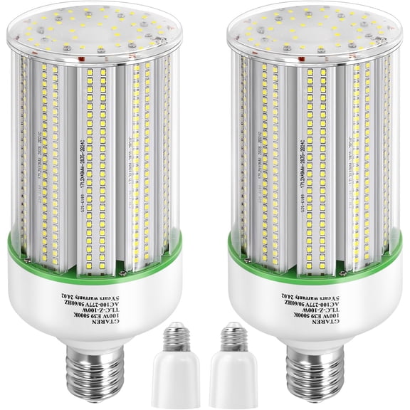 100W LED Corn Light Bulb 2Pack,400 Watt Metal Halide HID lamp Replacement,5000K E39 Mogul Base LED Bulb for Street and Area Lighting Bay Light Fixture Wearehouse Workshop Garage Gyms