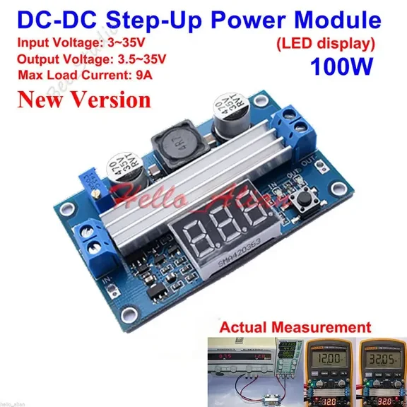 100W LED Display DC-DC Boost Step up Volta Converter 9A DC 3V-35V To DC 5V 9V 12V 24V Adjustable Volt Regulator Power Supply