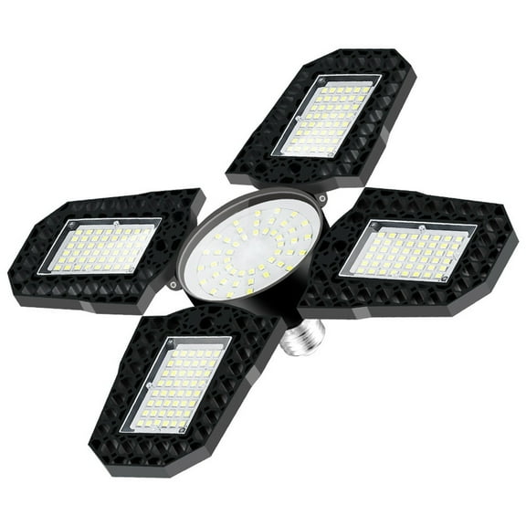 100W LED Garage Light - Foldable E27 Industrial Lighting with Four-Leaf Design for Enhanced Coverage - Waterproof and Efficient