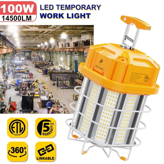 100W LED Temporary Work Light 5000K 14,500lm Linkable Construction Jobsite light