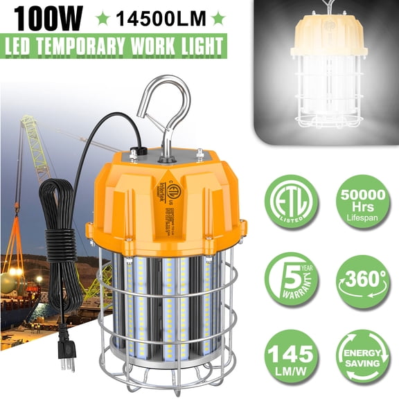 100W LED Temporary Work Light Construction Jobsite High Bay Light 15000Lm 5000K