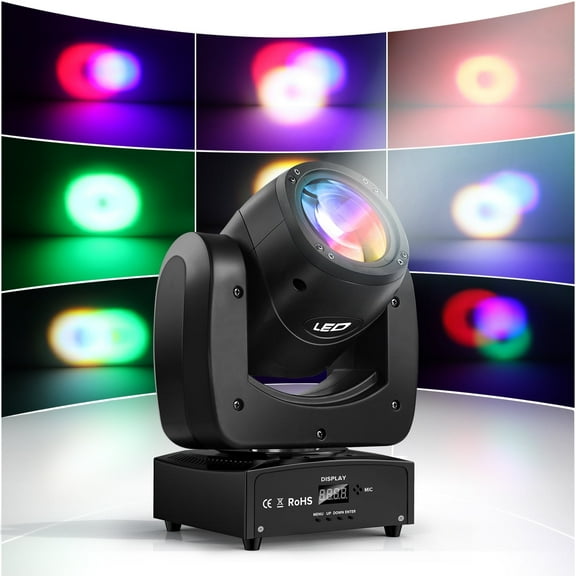Delibang 100W Moving Head Stage Light, RGBW LED DJ Light Sound Activated DMX 512 for Party Disco Wedding Show