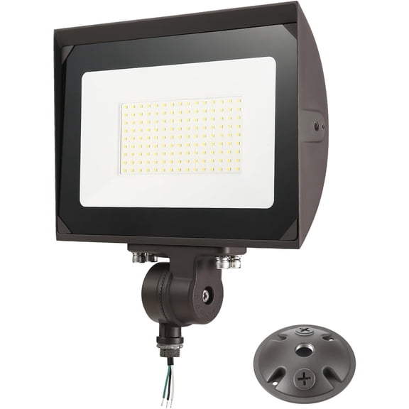 100W Outdoor LED Flood Light with Plate, 5000K Daylight 13000LM 120V, UL Waterproof LED Security Flood Lighting for Wall Wash/Sign/Flagpole/Tree/Yards/Advertising Boards