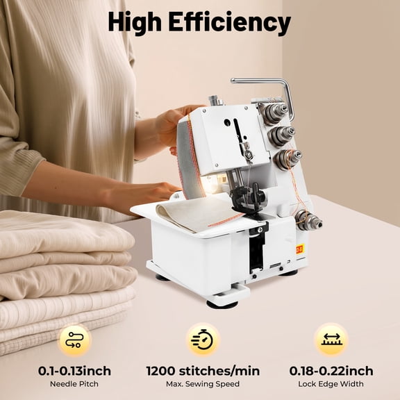 100W Overlock Machine Electric Cast Iron Sewing Machine Four-Thread Overlocking Machine for Domestic Industrial Use