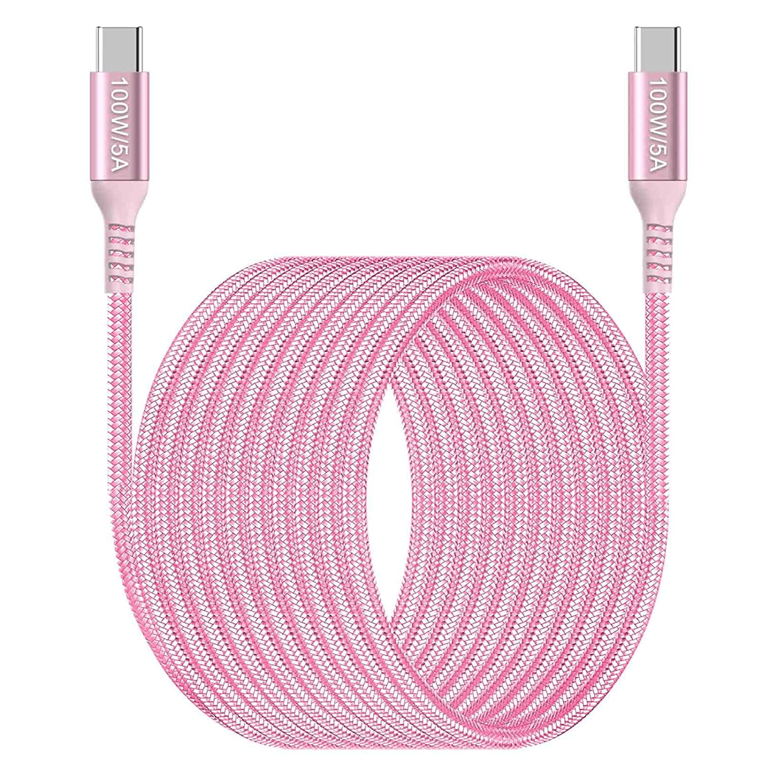 100W Pink USB C Cable 10ft Fast Charging Cord for iPad Pro, Samsung
