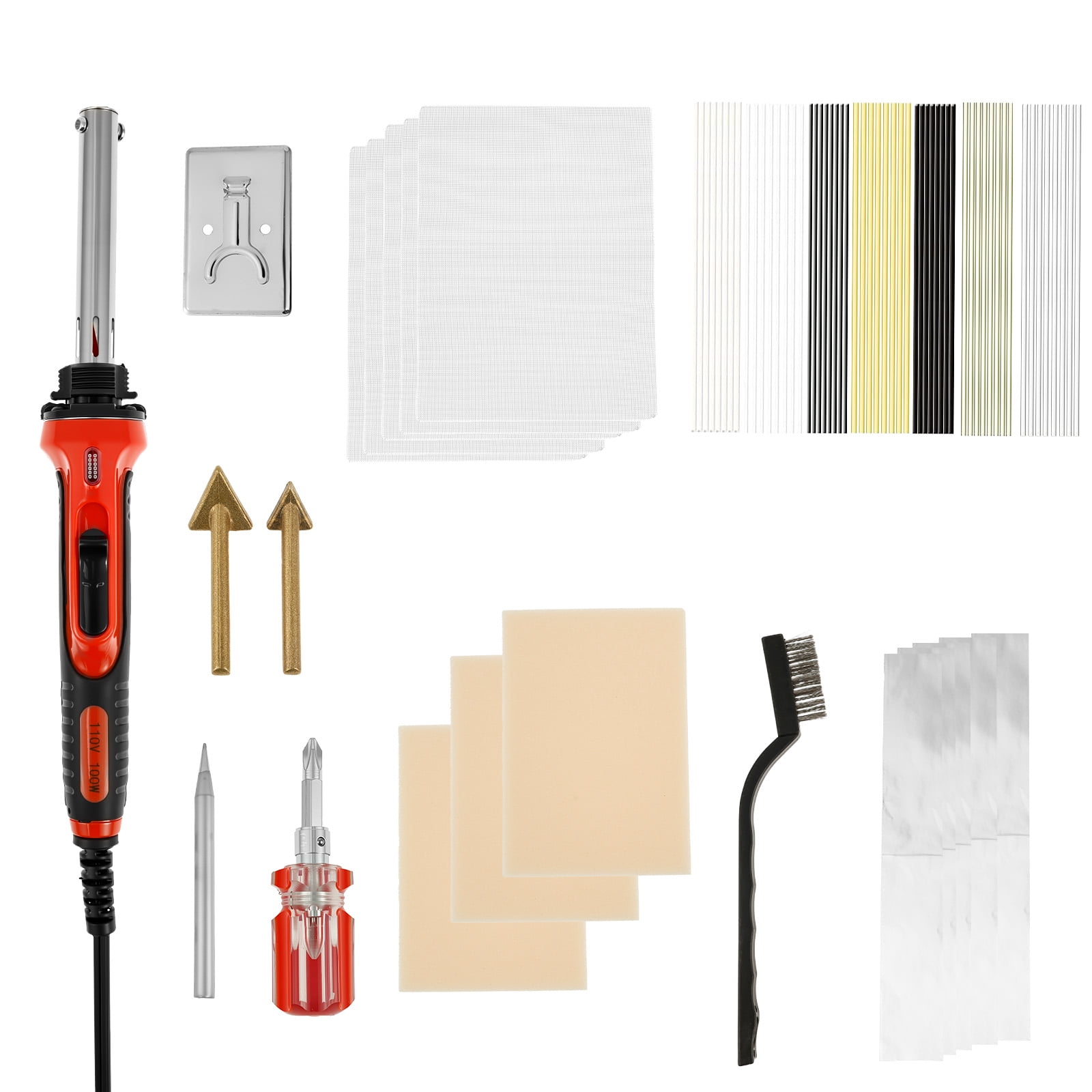 Soldering Rod Kit 100W Plastic Welder Kit with Soldering Iron Tip and 7 Types of Plastic ...